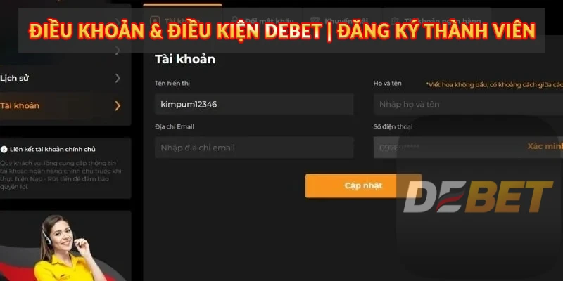 Điều khoản & Điều kiện Debet - Đăng ký thành viên 